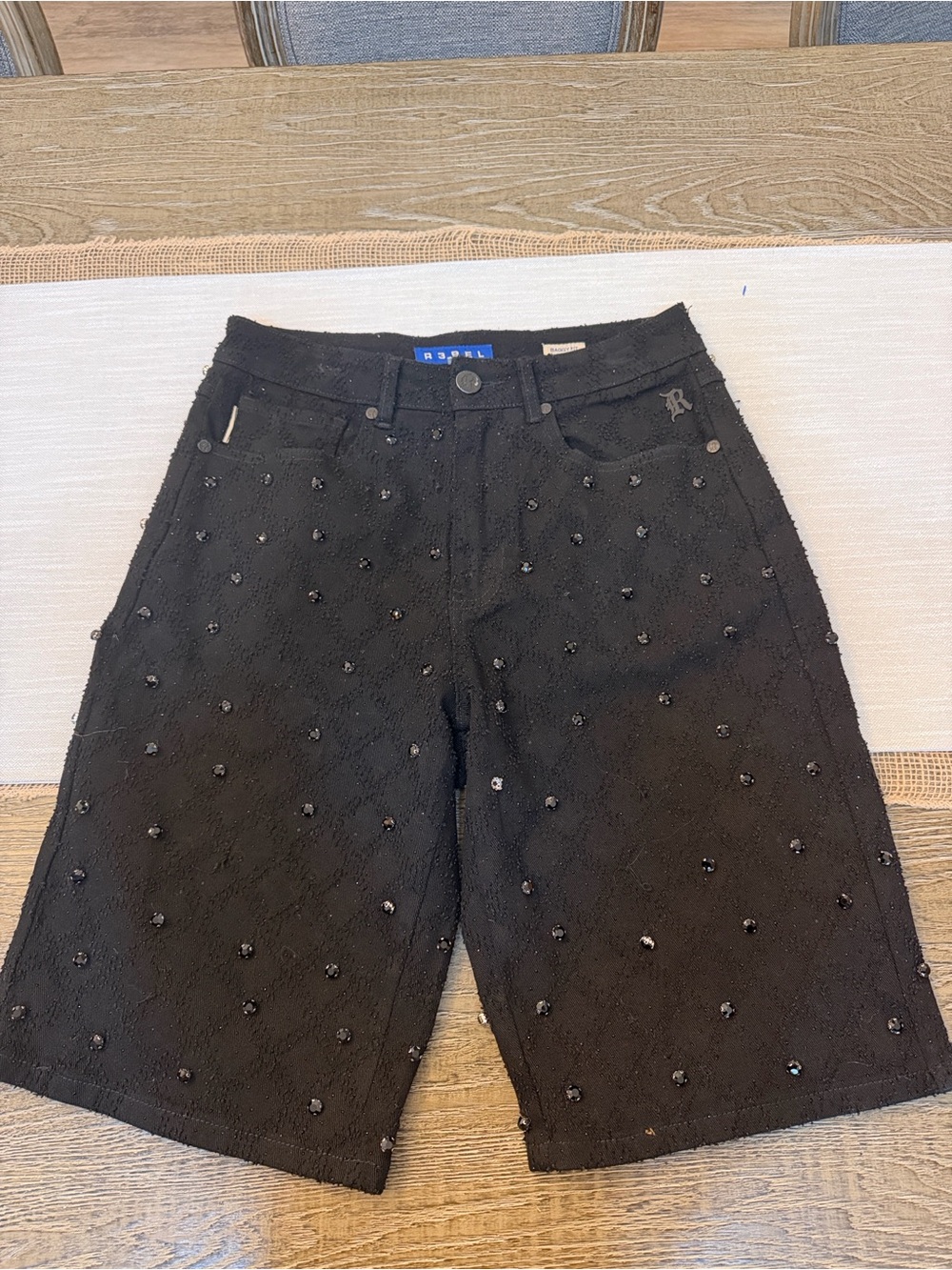 Women’s Black Embellished Jean Shorts